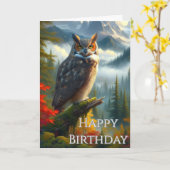 Eule im Herbst Mens Happy Birthday Karte (Gelbe Blume)