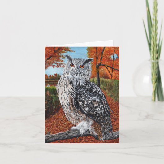 Eule im herbstlichen Wald Fine Art (Vorderseite)