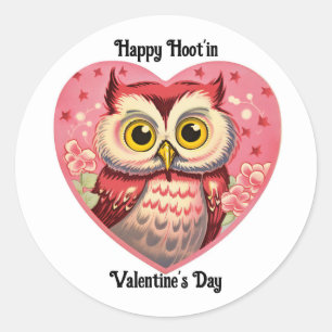 Eule im Herzen Valentinstag-Aufkleber Runder Aufkleber