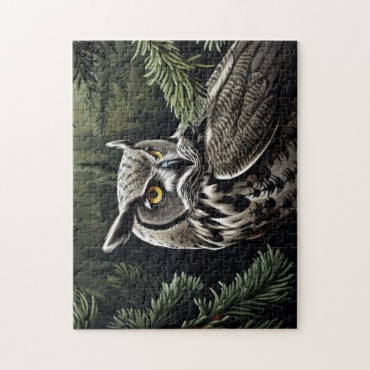 Eule im immergrünen Wald Puzzle (Vertikal)