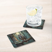 Eule im Magenwald Rechteckiger Pappuntersetzer (Vor Ort)