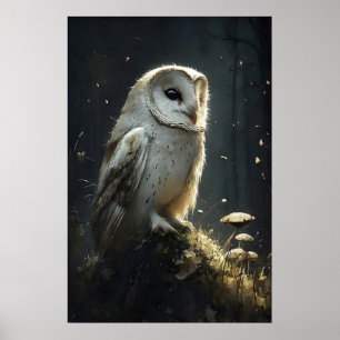 Eule im Moody Forest Wandbild, Eule Botanisch Poster