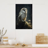 Eule im Moody Forest Wandbild, Eule Botanisch Poster (Küche)
