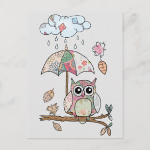 Eule im Regen Postkarte