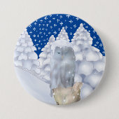 Eule im Schnee Button (Vorderseite)