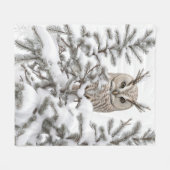 Eule im Schnee Fleecedecke (Vorderseite (Horizontal))