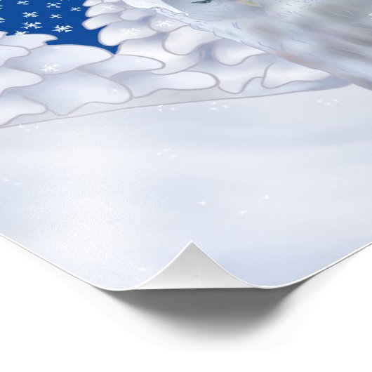 Eule im Schnee Fotodruck (Ecke)