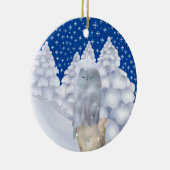 Eule im Schnee Keramik Ornament (Rechts)