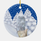 Eule im Schnee Keramik Ornament (Hinten)