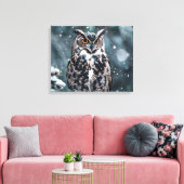 Eule im Schnee Leinwanddruck (Insitu (Wohnzimmer))