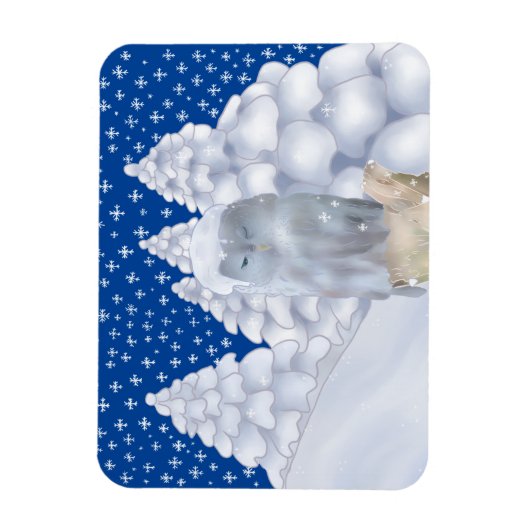 Eule im Schnee Magnet (Vertikal)