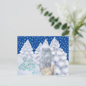 Eule im Schnee Postkarte (Stehend Vorderseite)