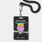 Eule im Studentenpass Abzeichen Ausweis (Vorderseite mit Lanyard)