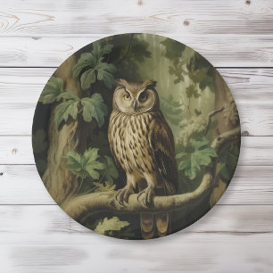 Eule im Vintage-Stil im verzauberten Wald Pappteller
