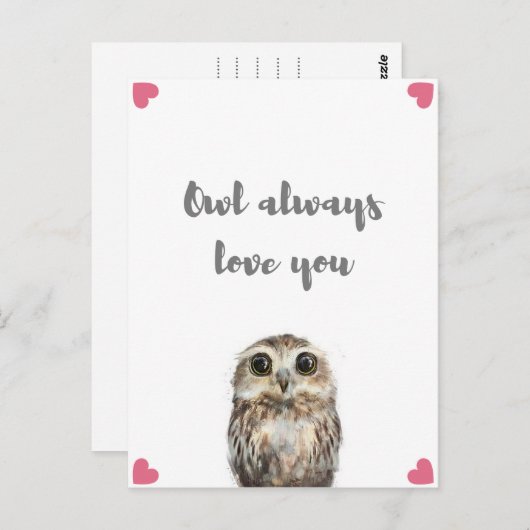 Eule immer Liebe Postkarte (Vorne/Hinten)