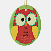 Eule immer Liebe Rotes Schmuckstück Keramik Ornament (Rechts)
