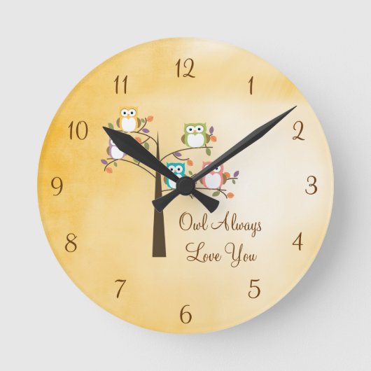 Eule immer Liebe Runde Wanduhr (Vorderseite)