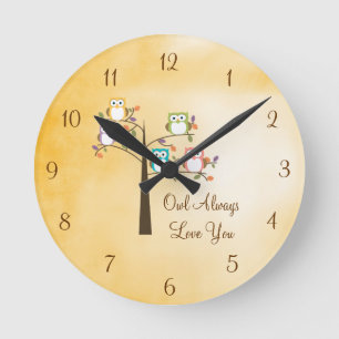 Eule immer Liebe Runde Wanduhr