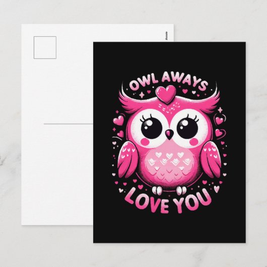 Eule immer Liebe Sie - Valentinstag Feiertagspostkarte (Vorne/Hinten)