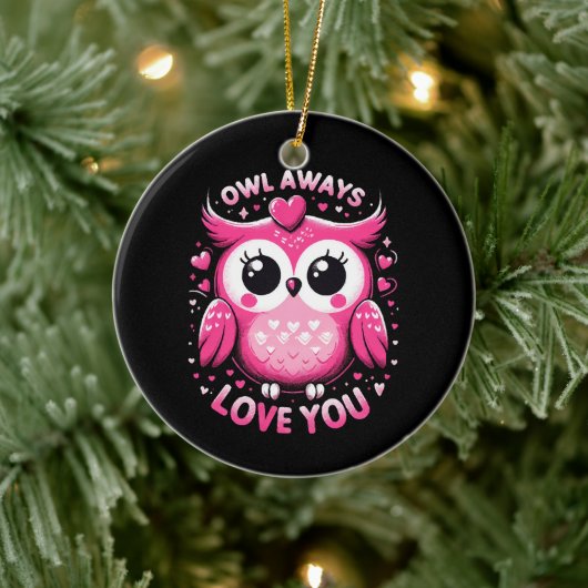 Eule immer Liebe Sie - Valentinstag Keramik Ornament (Baum)