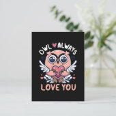 Eule immer Liebe - Valentinstag Postkarte (Stehend Vorderseite)
