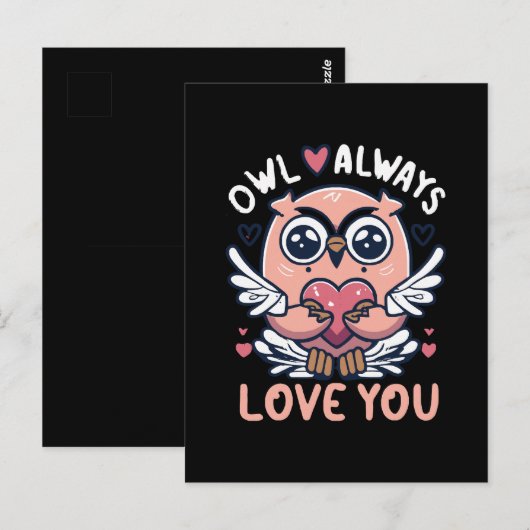 Eule immer Liebe - Valentinstag Postkarte (Vorne/Hinten)