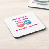 Eule immer mit Eule-Paar auf einer Liebe Getränkeuntersetzer (Linke Seite)