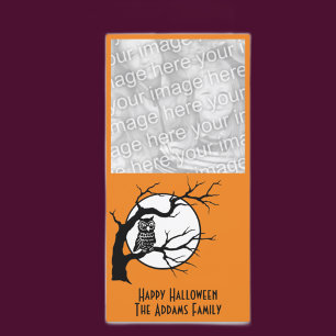 Eule in Baumkronen Halloween-Fotokarte Feiertagskarte