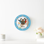 Eule in Baumkronen Personalisierte Uhr - Blau (Zuhause)