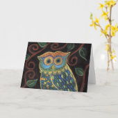 Eule in Blüte-Gruß Karte (Gelbe Blume)