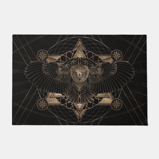 Eule in der heiligen Geometrie-Zusammensetzung Fußmatte (Vorderseite)