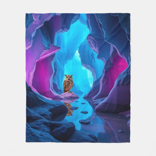 Eule in der Kristallhöhle Fleecedecke (Vorderseite)