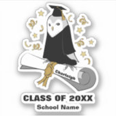 Eule in der Vorschule / Kindergarten Abschluss Aufkleber (Vorderseite)