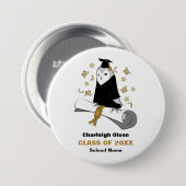 Eule in der Vorschule / Kindergarten Abschluss Button (Vorne & Hinten)