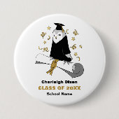 Eule in der Vorschule / Kindergarten Abschluss Button (Vorderseite)