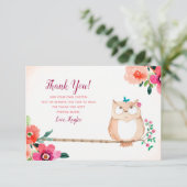 Eule in einem Baum danken Ihnen Karten (Stehend Vorderseite)