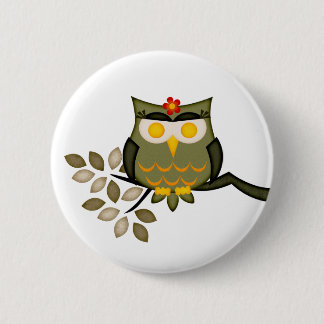 Eule in einem Baum Knopf Button