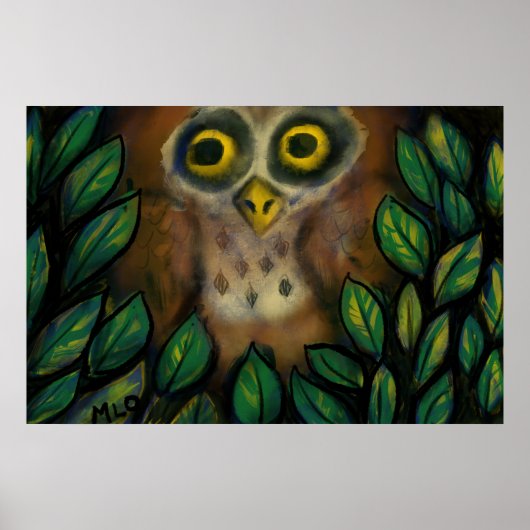 Eule in einem Blätterbaum Poster (Vorne)
