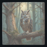 Eule in einem magischen Wald Steinuntersetzer<br><div class="desc">Dieser Eule-Untersetzer ist ein tolles Geschenk für Eule-Liebhaber.</div>