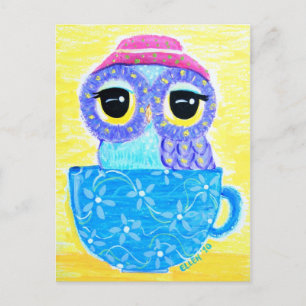 Eule in einem Teacup Postkarte