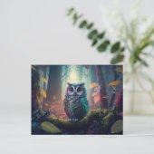 Eule in einem Wald Postkarte (Stehend Vorderseite)