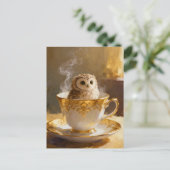 Eule in einer Teetasse Postkarte (Stehend Vorderseite)