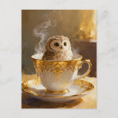 Eule in einer Teetasse Postkarte (Vorderseite)