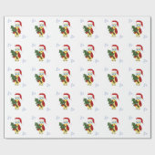 Eule in einer Weihnachtsmannmütze mit einem Weihna Geschenkpapier (Flach)