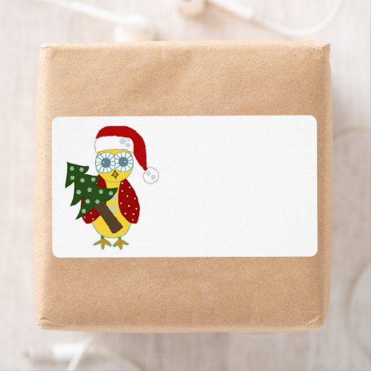 Eule in einer Weihnachtsmannmütze mit Weihnachtsba (Insitu)