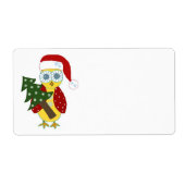 Eule in einer Weihnachtsmannmütze mit Weihnachtsba (Vorne)