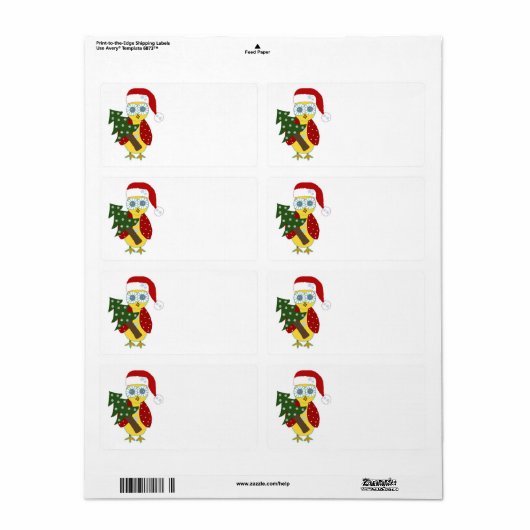 Eule in einer Weihnachtsmannmütze mit Weihnachtsba (Vorne)