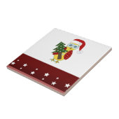 Eule in einer Weihnachtsmannmütze mit Weihnachtsba Fliese (Seite)