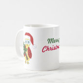 Eule in einer Weihnachtsmannmütze mit Weihnachtsba Kaffeetasse (Vorderseite Links)