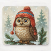 Eule in einer Wintermütze Mousepad (Vorne)